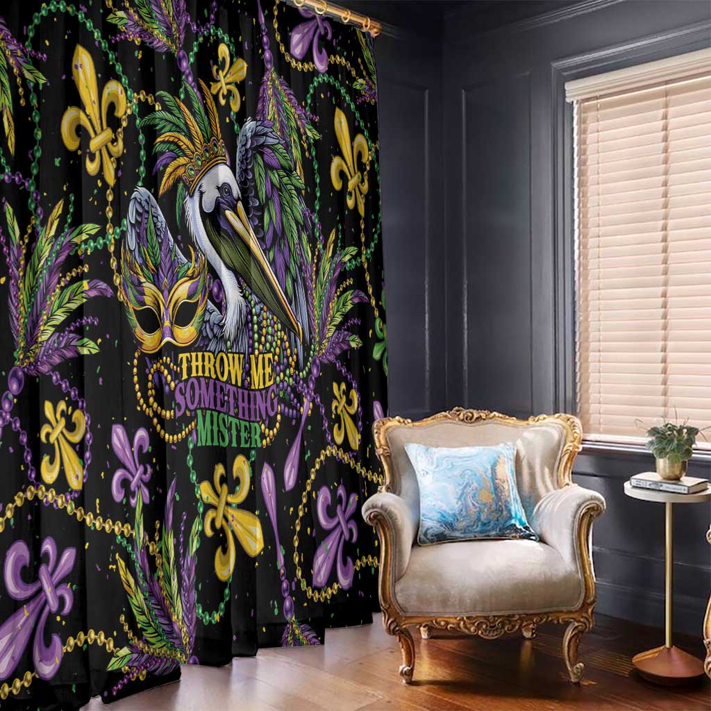 Mardi Gras Pelican Window Curtain Throw me Something Mister! - Wonder Print Shop