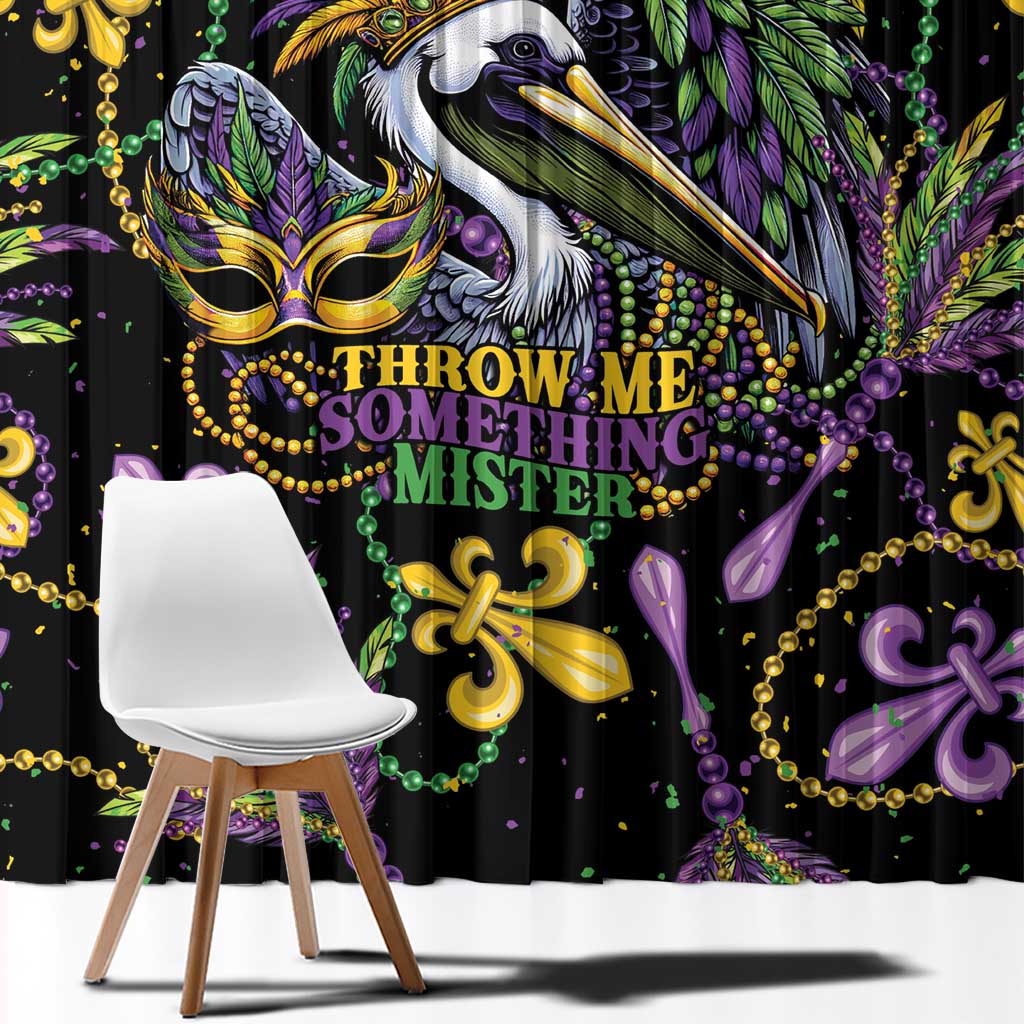 Mardi Gras Pelican Window Curtain Throw me Something Mister! - Wonder Print Shop