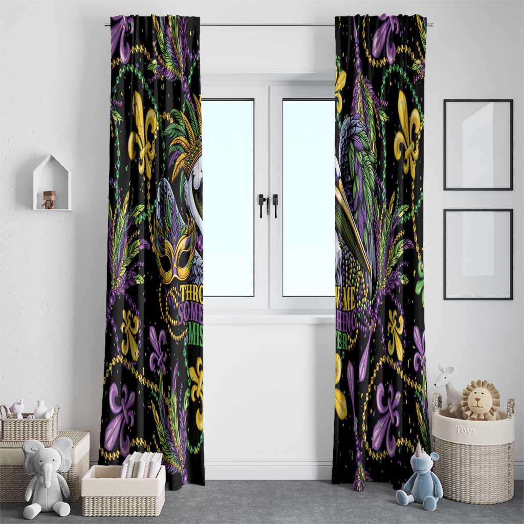 Mardi Gras Pelican Window Curtain Throw me Something Mister! - Wonder Print Shop