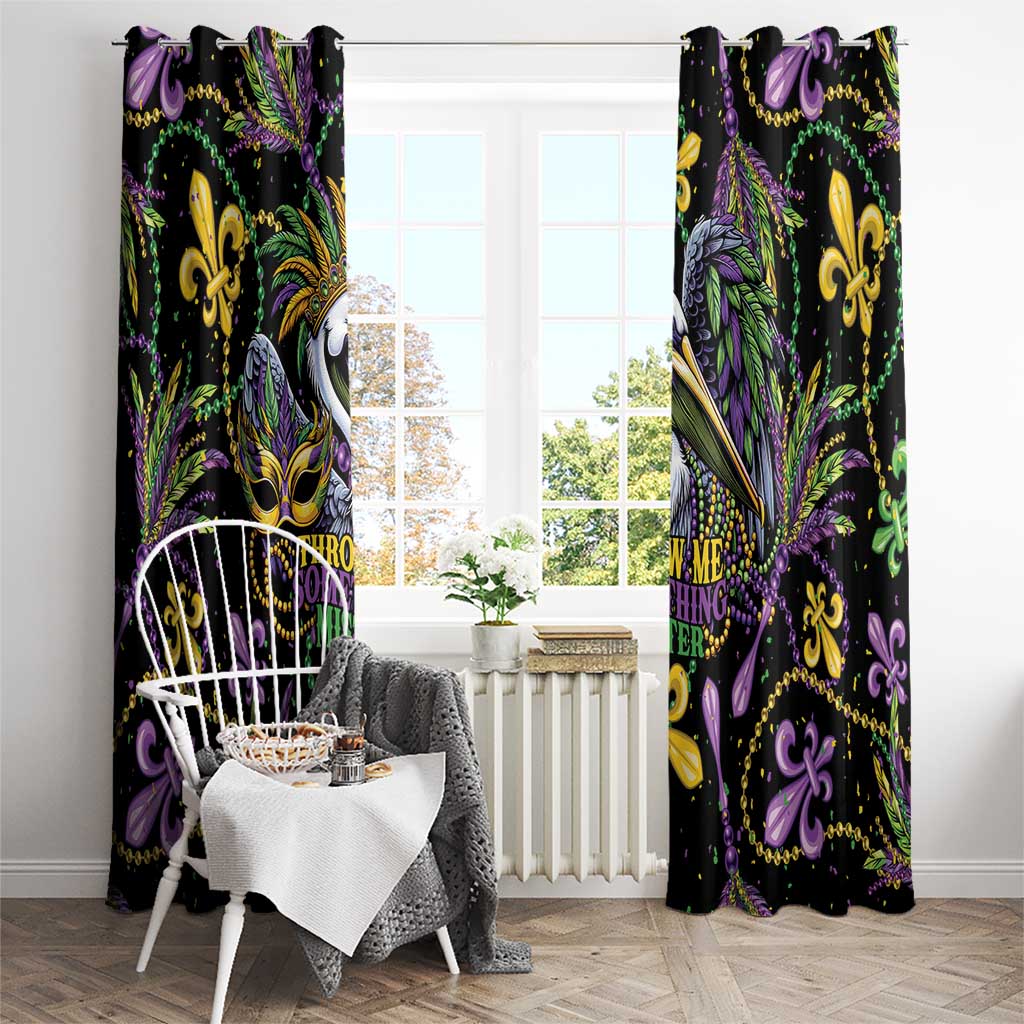 Mardi Gras Pelican Window Curtain Throw me Something Mister! - Wonder Print Shop