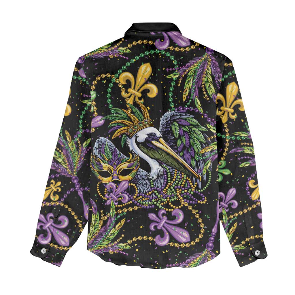 Mardi Gras Pelican Women Casual Shirt Throw me Something Mister! - Wonder Print Shop