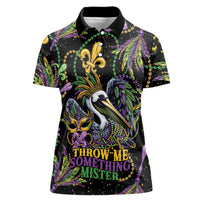 Mardi Gras Pelican Women Polo Shirt Throw me Something Mister! - Wonder Print Shop