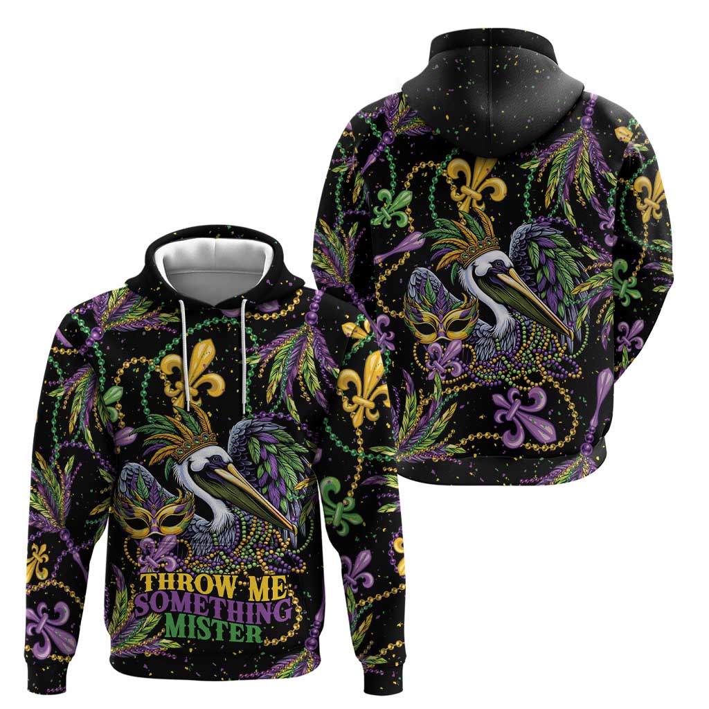 Mardi Gras Pelican Zip Hoodie Throw me Something Mister! - Wonder Print Shop