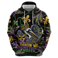 Mardi Gras Pelican Zip Hoodie Throw me Something Mister! - Wonder Print Shop