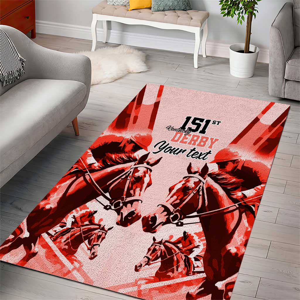 Personalized Kentucky Horse Racing Area Rug Happy 151st Anniversary Red Style LT9