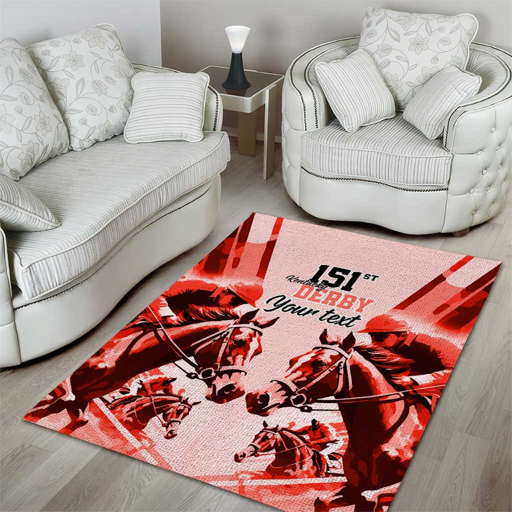 Personalized Kentucky Horse Racing Area Rug Happy 151st Anniversary Red Style LT9