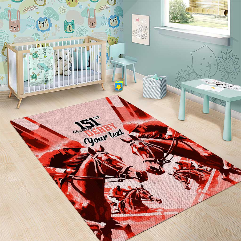 Personalized Kentucky Horse Racing Area Rug Happy 151st Anniversary Red Style LT9