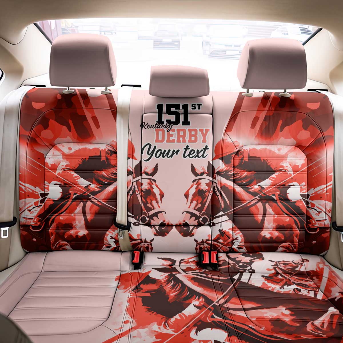 Personalized Kentucky Horse Racing Back Car Seat Cover Happy 151st Anniversary Red Style LT9