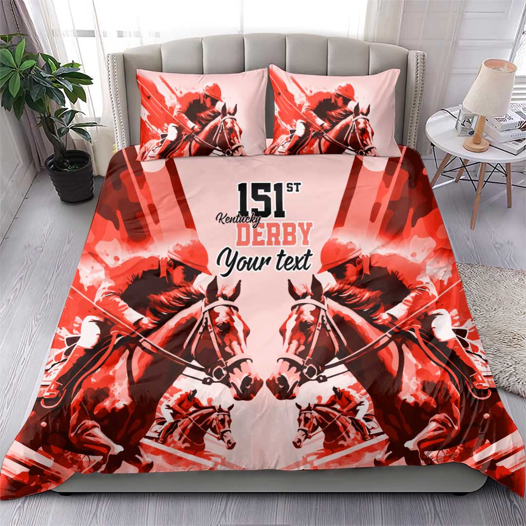 Personalized Kentucky Horse Racing Bedding Set Happy 151st Anniversary Red Style LT9