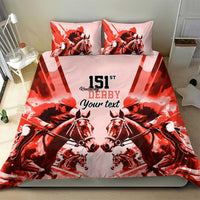 Personalized Kentucky Horse Racing Bedding Set Happy 151st Anniversary Red Style LT9