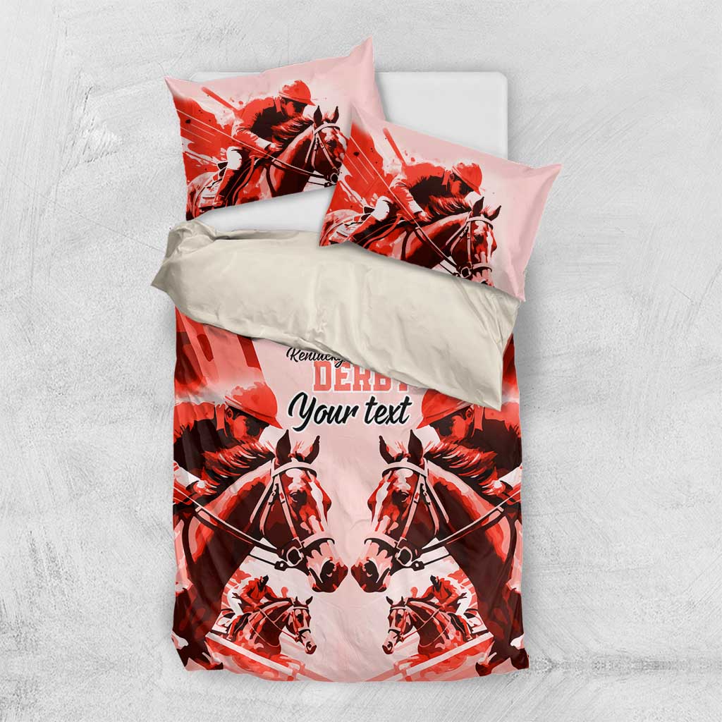Personalized Kentucky Horse Racing Bedding Set Happy 151st Anniversary Red Style LT9