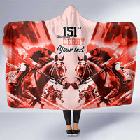 Personalized Kentucky Horse Racing Hooded Blanket Happy 151st Anniversary Red Style LT9