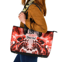 Personalized Kentucky Horse Racing Leather Tote Bag Happy 151st Anniversary Red Style LT9