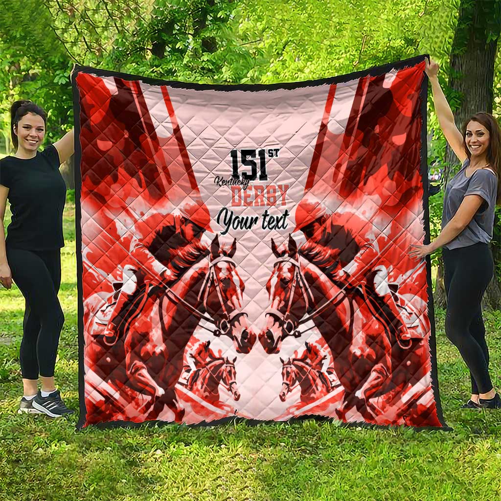 Personalized Kentucky Horse Racing Quilt Happy 151st Anniversary Red Style LT9