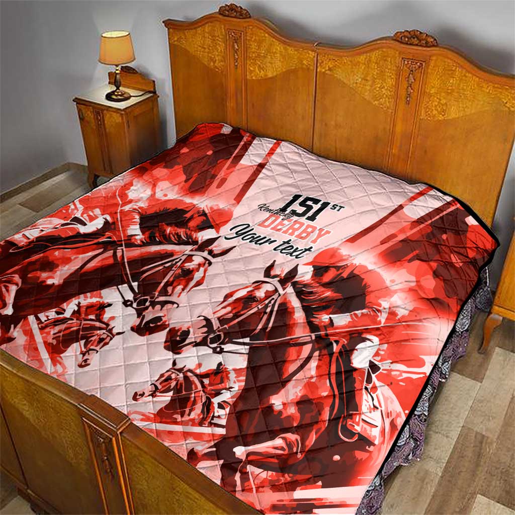 Personalized Kentucky Horse Racing Quilt Happy 151st Anniversary Red Style LT9