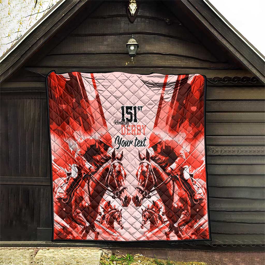 Personalized Kentucky Horse Racing Quilt Happy 151st Anniversary Red Style LT9