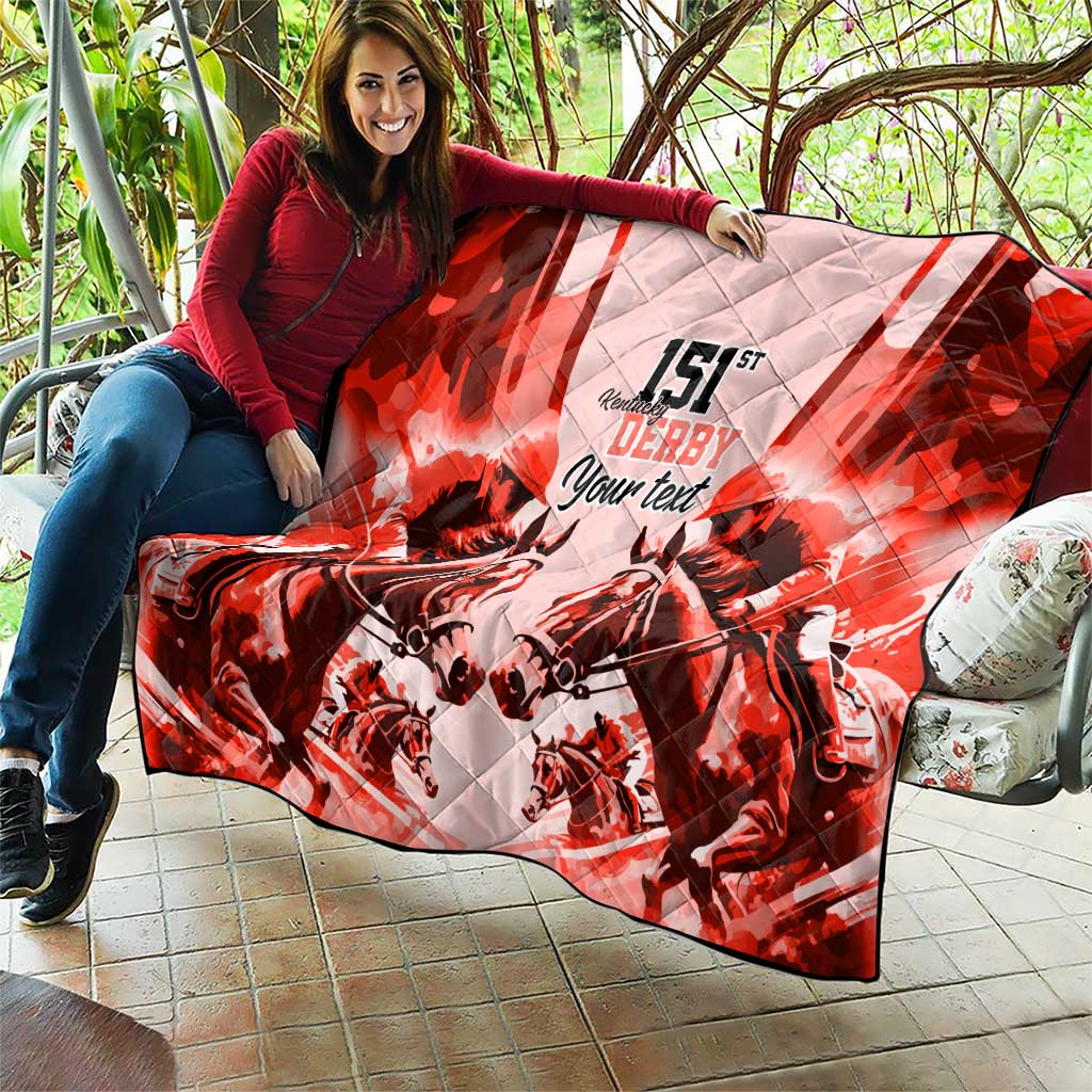 Personalized Kentucky Horse Racing Quilt Happy 151st Anniversary Red Style LT9