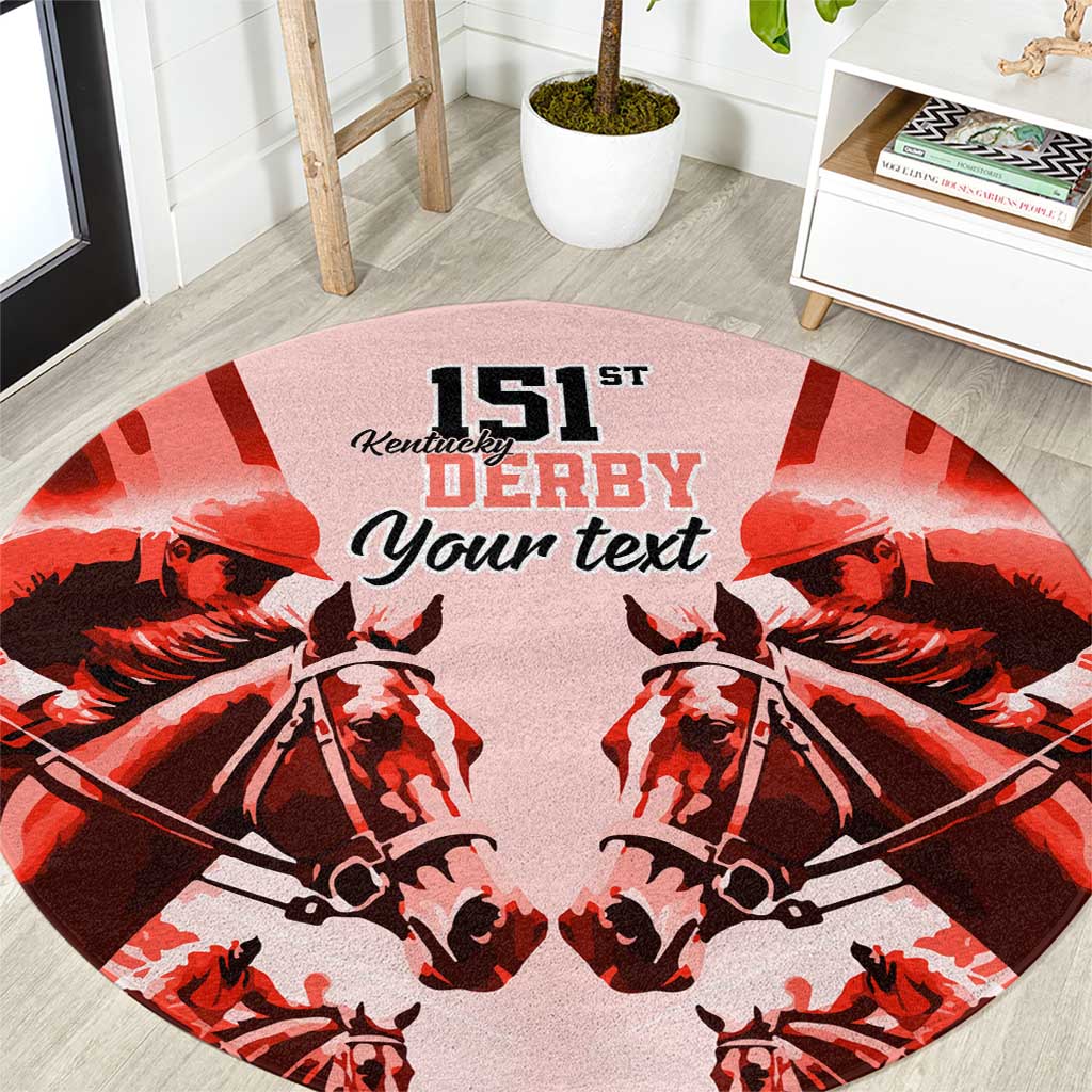 Personalized Kentucky Horse Racing Round Carpet Happy 151st Anniversary Red Style LT9