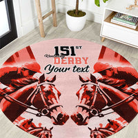 Personalized Kentucky Horse Racing Round Carpet Happy 151st Anniversary Red Style LT9
