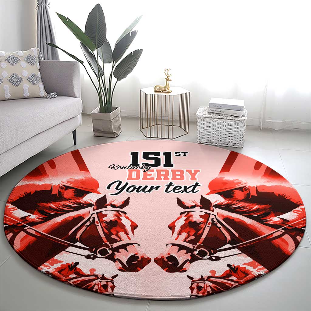 Personalized Kentucky Horse Racing Round Carpet Happy 151st Anniversary Red Style LT9