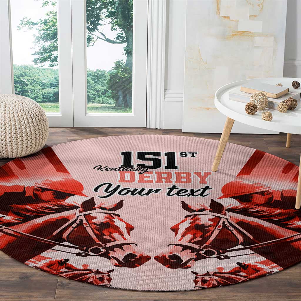 Personalized Kentucky Horse Racing Round Carpet Happy 151st Anniversary Red Style LT9