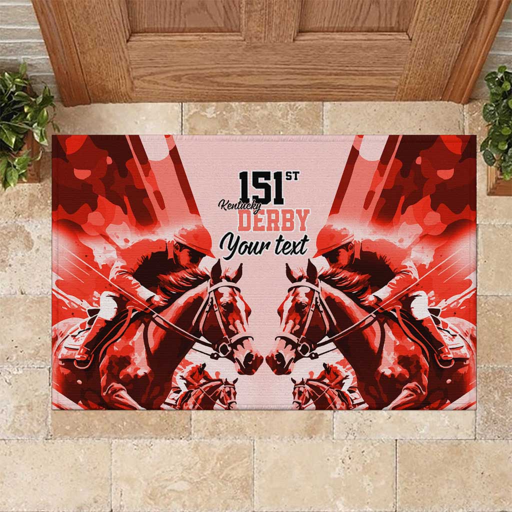 Personalized Kentucky Horse Racing Rubber Doormat Happy 151st Anniversary Red Style LT9
