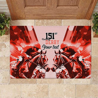 Personalized Kentucky Horse Racing Rubber Doormat Happy 151st Anniversary Red Style LT9