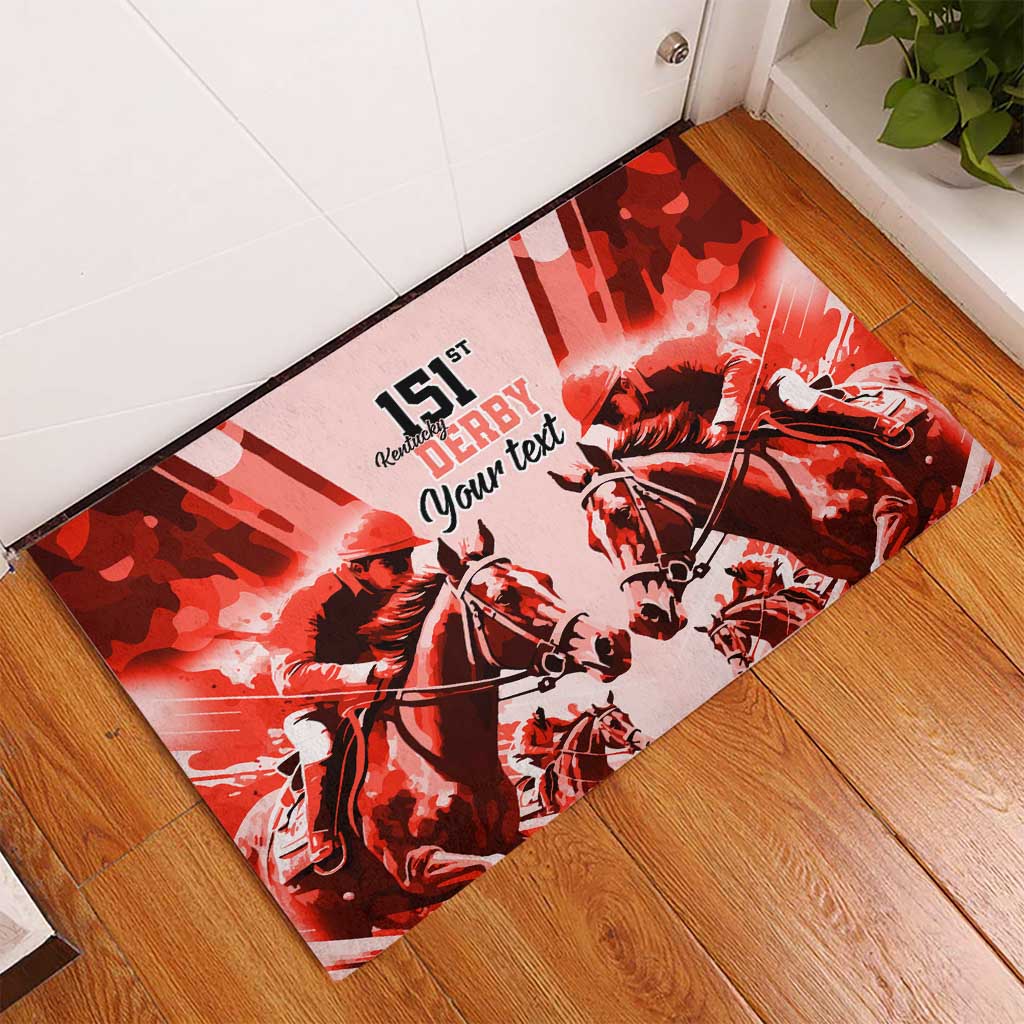 Personalized Kentucky Horse Racing Rubber Doormat Happy 151st Anniversary Red Style LT9
