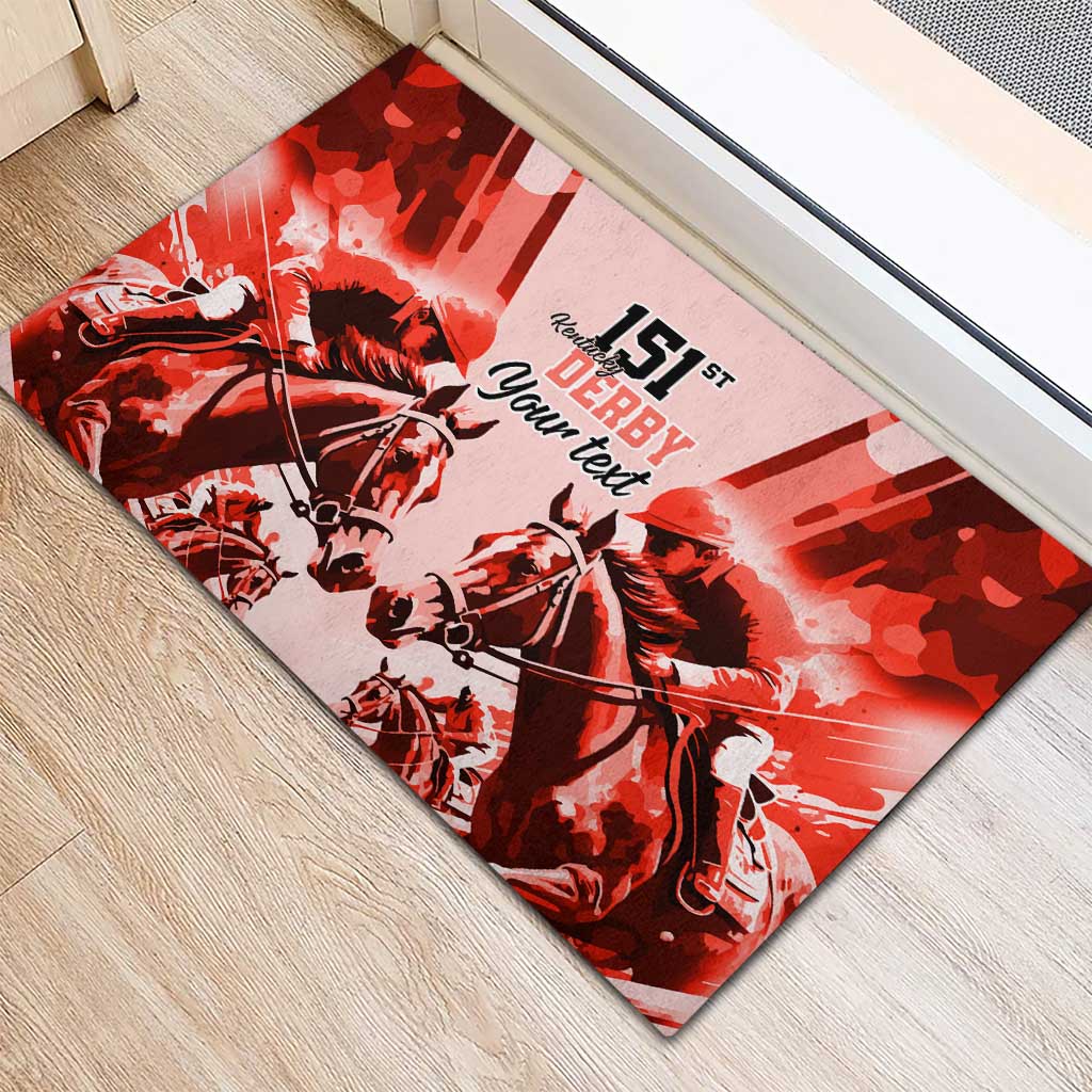 Personalized Kentucky Horse Racing Rubber Doormat Happy 151st Anniversary Red Style LT9