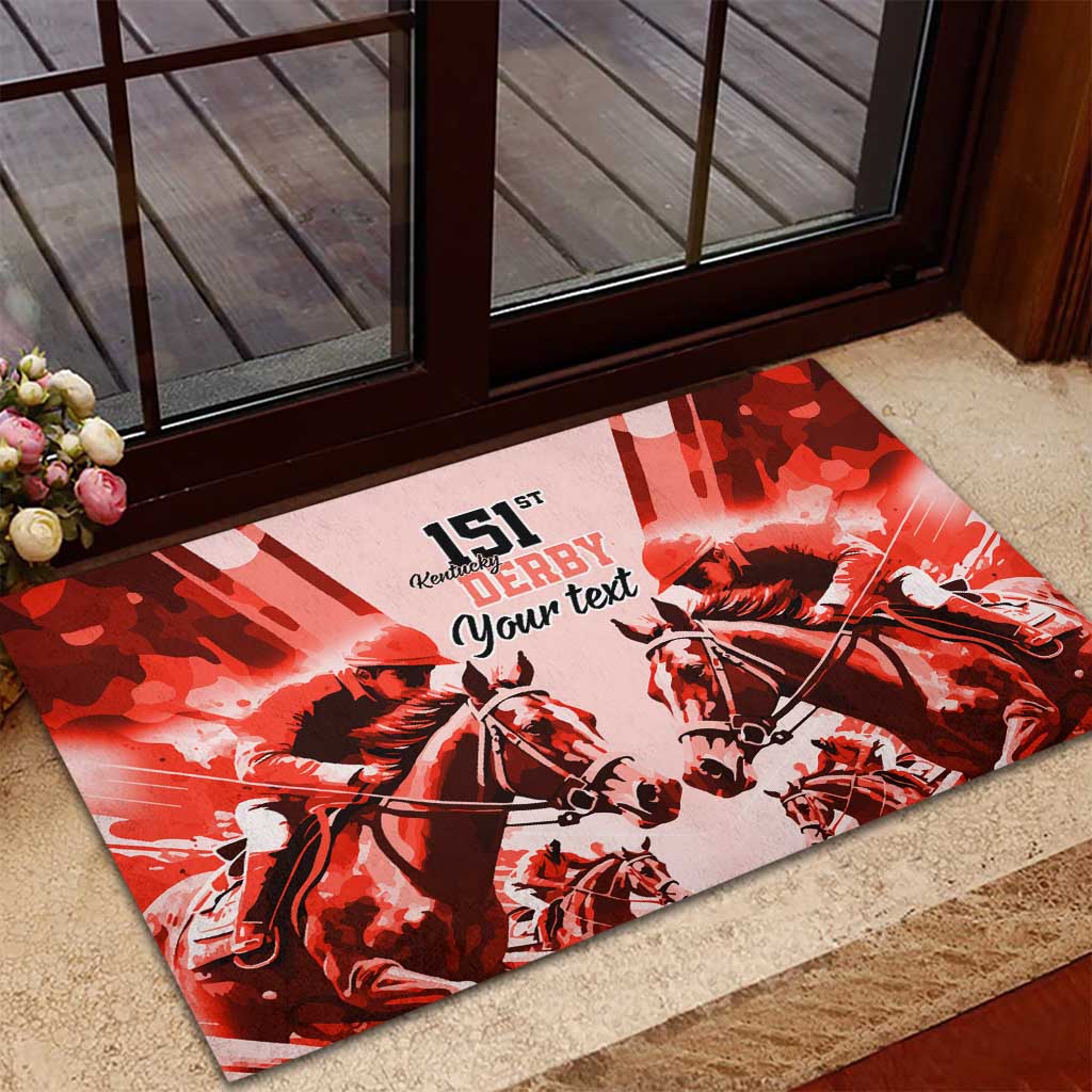 Personalized Kentucky Horse Racing Rubber Doormat Happy 151st Anniversary Red Style LT9