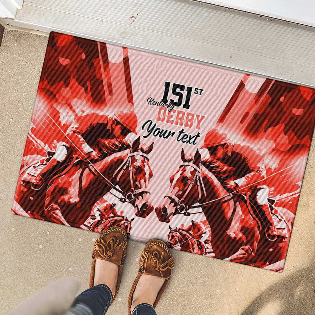 Personalized Kentucky Horse Racing Rubber Doormat Happy 151st Anniversary Red Style LT9