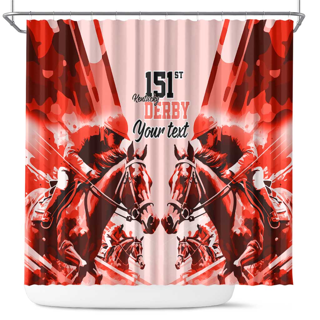 Personalized Kentucky Horse Racing Shower Curtain Happy 151st Anniversary Red Style LT9