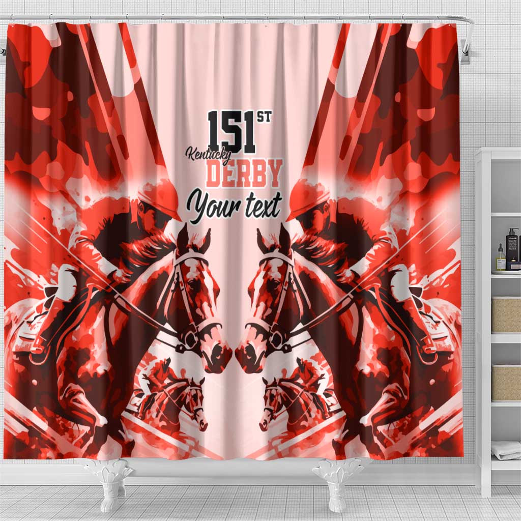 Personalized Kentucky Horse Racing Shower Curtain Happy 151st Anniversary Red Style LT9