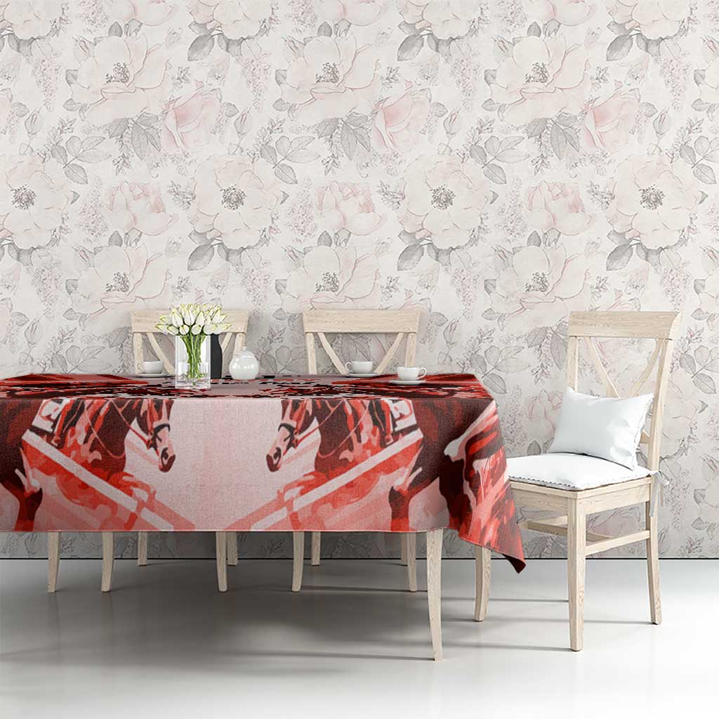 Personalized Kentucky Horse Racing Tablecloth Happy 151st Anniversary Red Style LT9