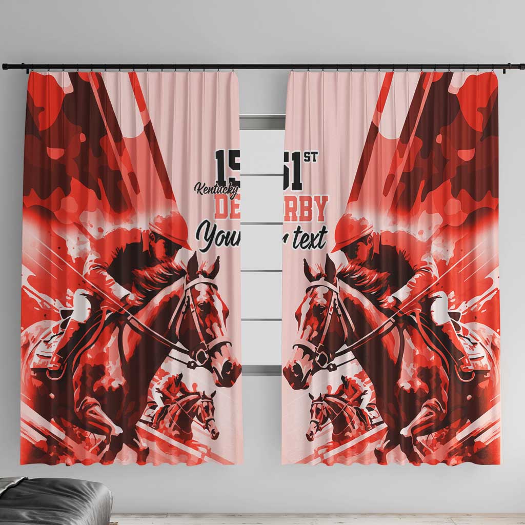 Personalized Kentucky Horse Racing Window Curtain Happy 151st Anniversary Red Style LT9
