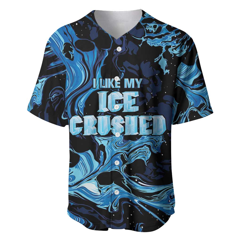 I Like My Ice Crushed Personalized Baseball Jersey Ice Blue White Marble Seamless