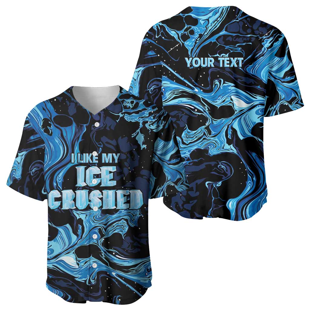 I Like My Ice Crushed Personalized Baseball Jersey Ice Blue White Marble Seamless