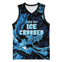 I Like My Ice Crushed Personalized Basketball Jersey Ice Blue White Marble Seamless