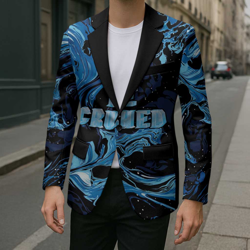 I Like My Ice Crushed Personalized Blazer Ice Blue White Marble Seamless