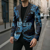 I Like My Ice Crushed Personalized Blazer Ice Blue White Marble Seamless