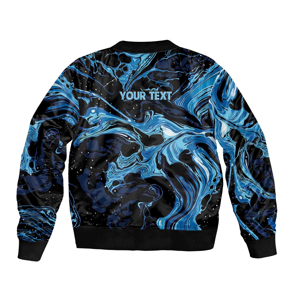 I Like My Ice Crushed Personalized Bomber Jacket Ice Blue White Marble Seamless