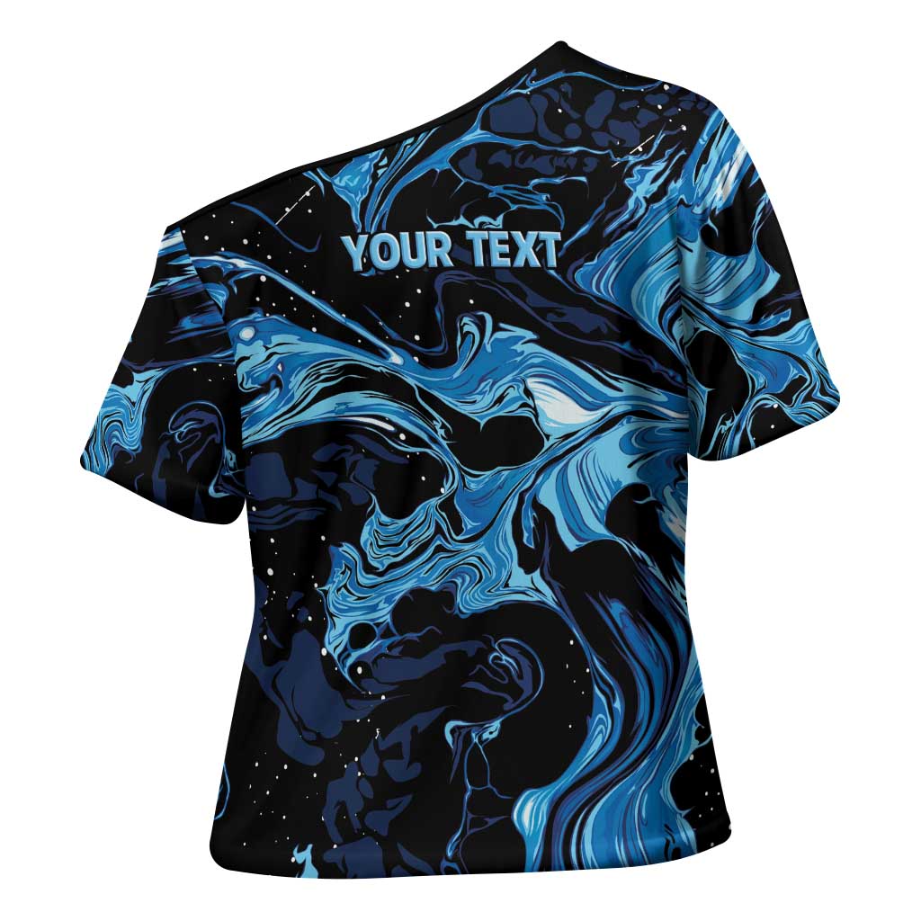 I Like My Ice Crushed Personalized Cross Shoulder Shirt Ice Blue White Marble Seamless