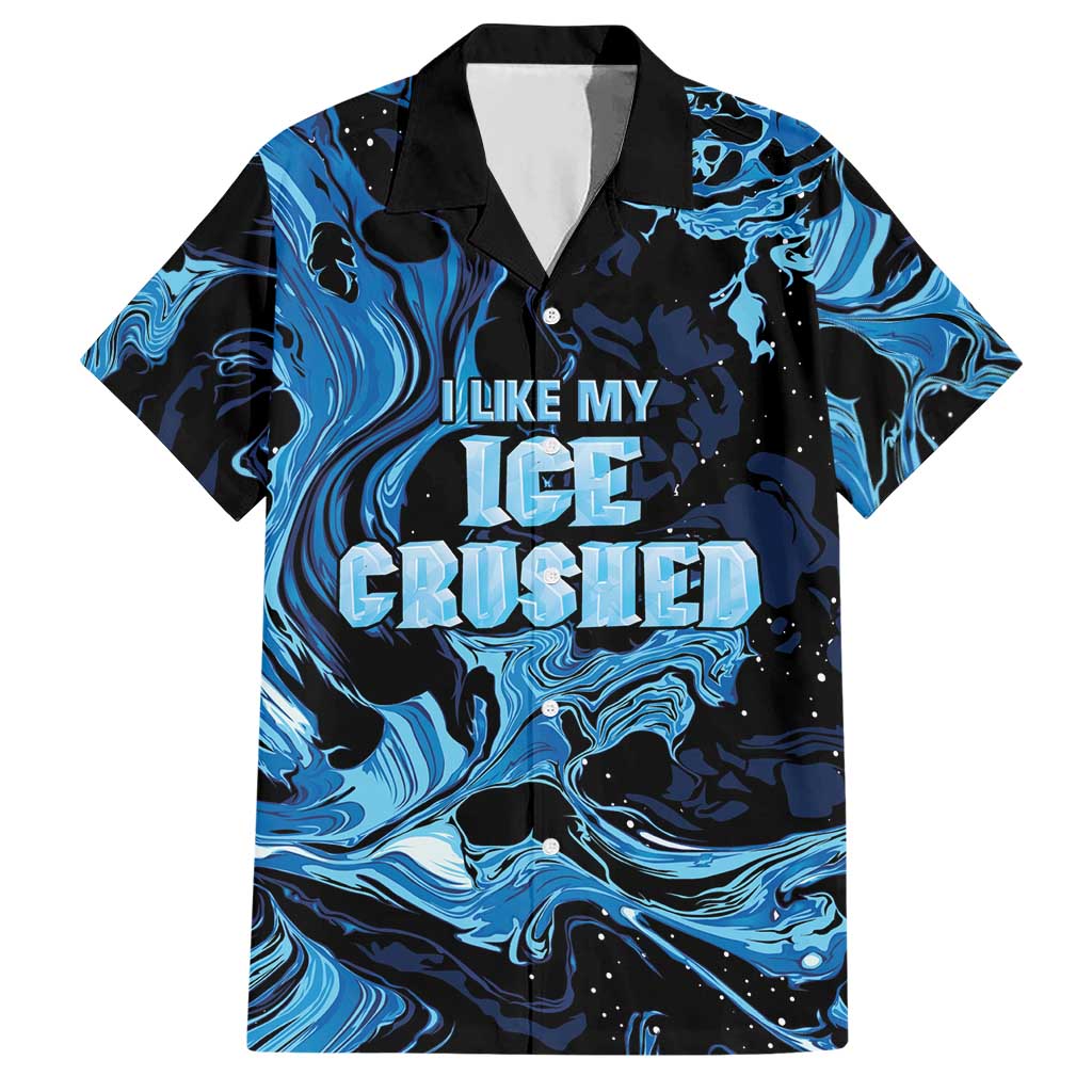 I Like My Ice Crushed Personalized Hawaiian Shirt Ice Blue White Marble Seamless