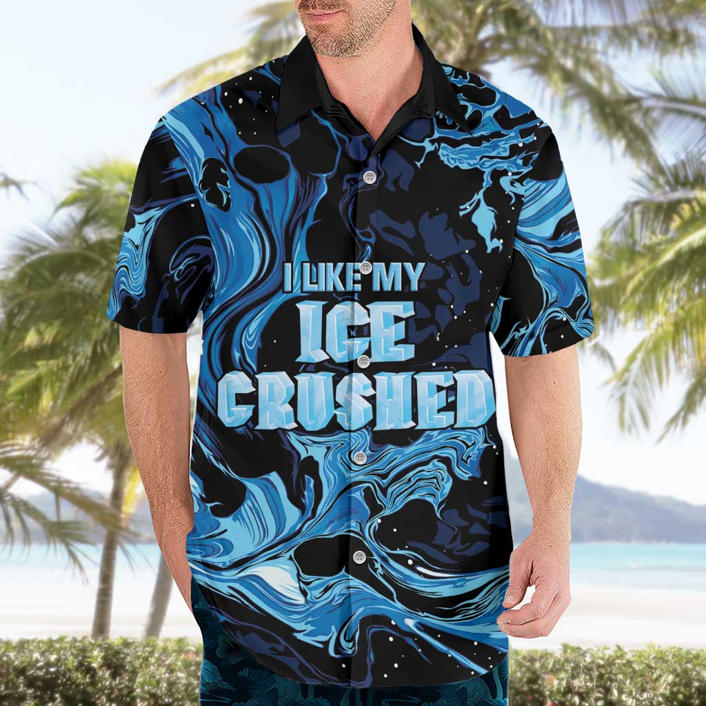 I Like My Ice Crushed Personalized Hawaiian Shirt Ice Blue White Marble Seamless