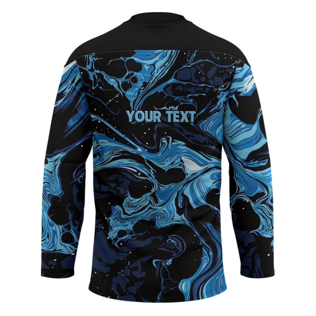 I Like My Ice Crushed Personalized Hockey Jersey Ice Blue White Marble Seamless