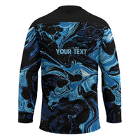 I Like My Ice Crushed Personalized Hockey Jersey Ice Blue White Marble Seamless