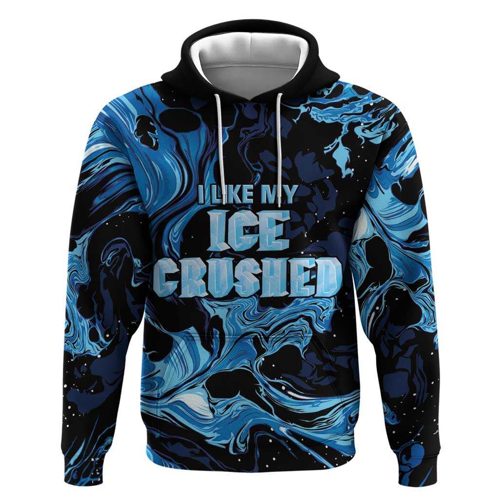 I Like My Ice Crushed Personalized Hoodie Ice Blue White Marble Seamless