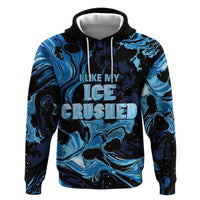 I Like My Ice Crushed Personalized Hoodie Ice Blue White Marble Seamless