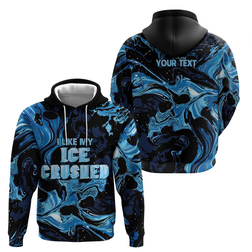 I Like My Ice Crushed Personalized Hoodie Ice Blue White Marble Seamless