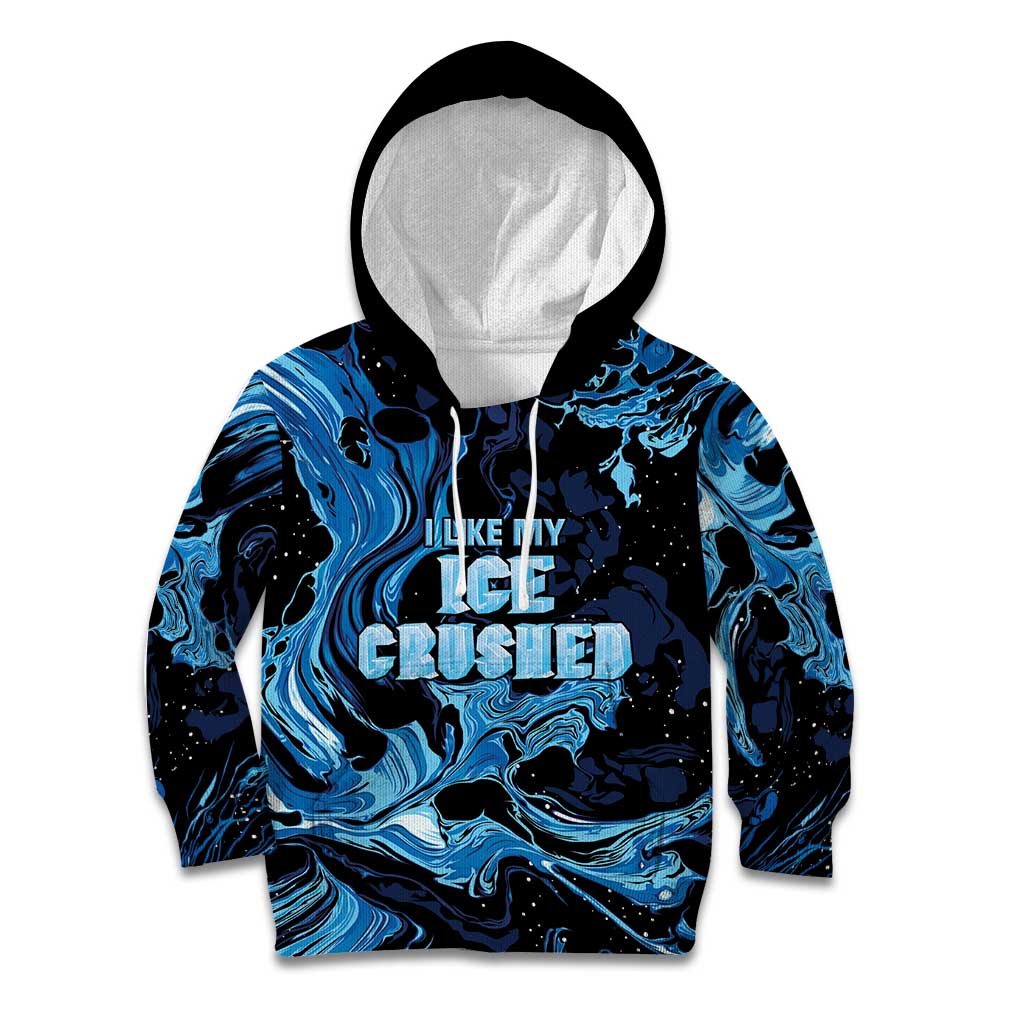 I Like My Ice Crushed Personalized Kid Hoodie Ice Blue White Marble Seamless